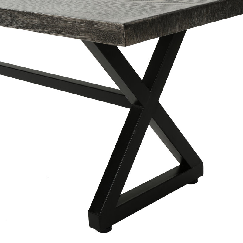 Banc d'extérieur gris / noir avec plateau en aluminium et structure en acier - Style industriel moderne, rouille, facile à nettoyer, l 61,42 po x P 15,10 po, H 18,25 po