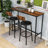 3-Piece Dining Table Set, Rustic Rectangular Table with Upholstered Chairs and Adjustable Foot Pads-461791802-461791805