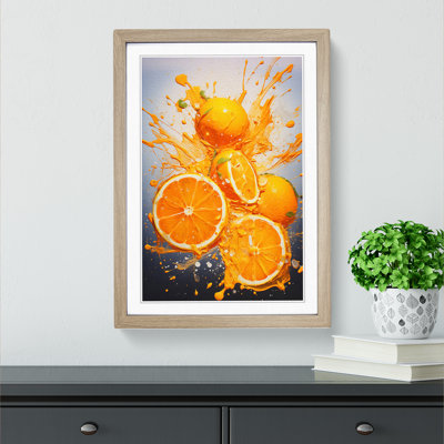 Orange Fruit Action 1 Piece Single Picture Frame Wall Art