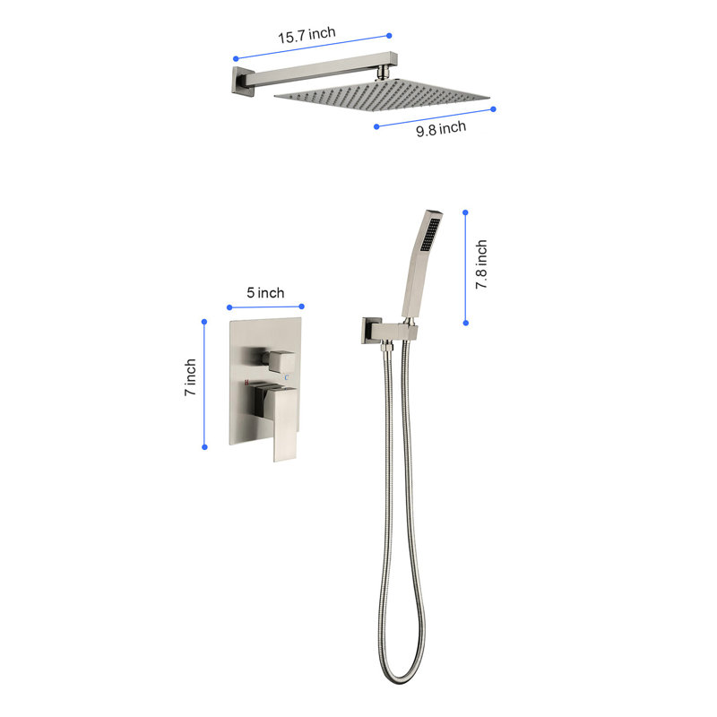 Bathroom Wall Mounted Rain Shower 10" - Solid Brass & Stainless Steel, Enjoy Time, Self-cleaning, Brushed Nickel Finish Head Mount Materials, Relaxing Bath Appearance