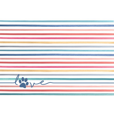 Love Stripes Pet Palcemat,11.5"X19",PP + EVA,Set Of 2