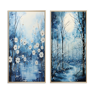 «Winters Flowers Embrace Pointillism», 2 pièces