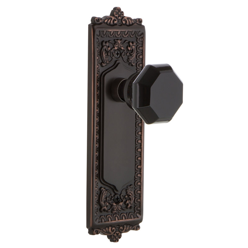 Plaque Egg & Dart avec bouton de porte Waldorf noir, Bronze intemporel, 2 3/8 po