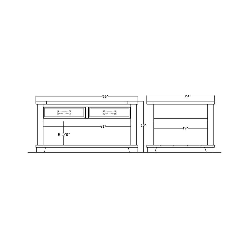 Table basse avec rangement Aamaira, H 18 po x L 36 po x l 24 po