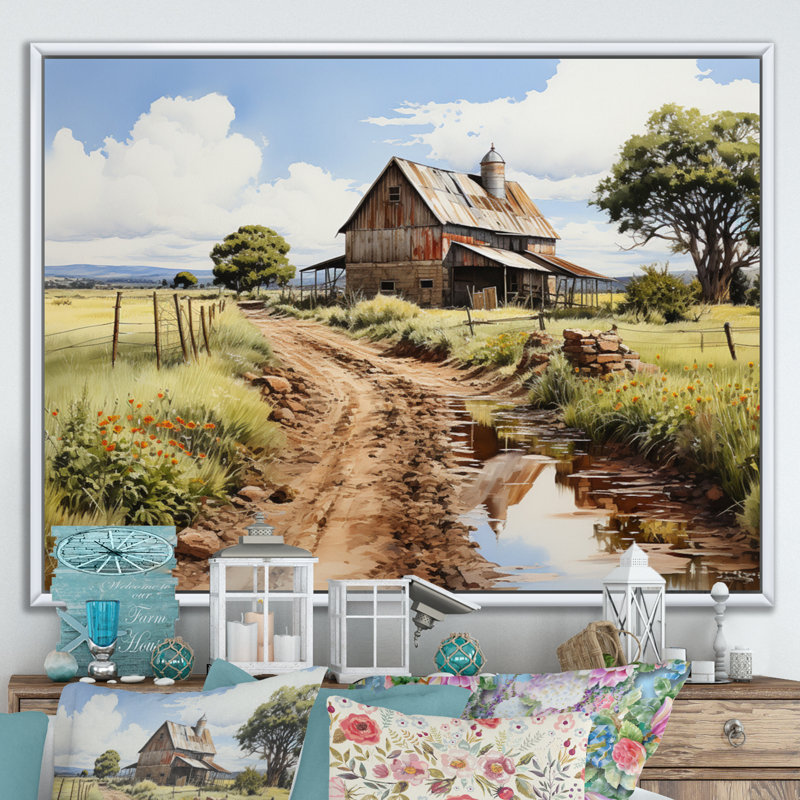 Bhargav Barns Rustic Charm V sur impression sur toile, H 12 po x l 20 po x P 1 po, Cadre flottant blanc