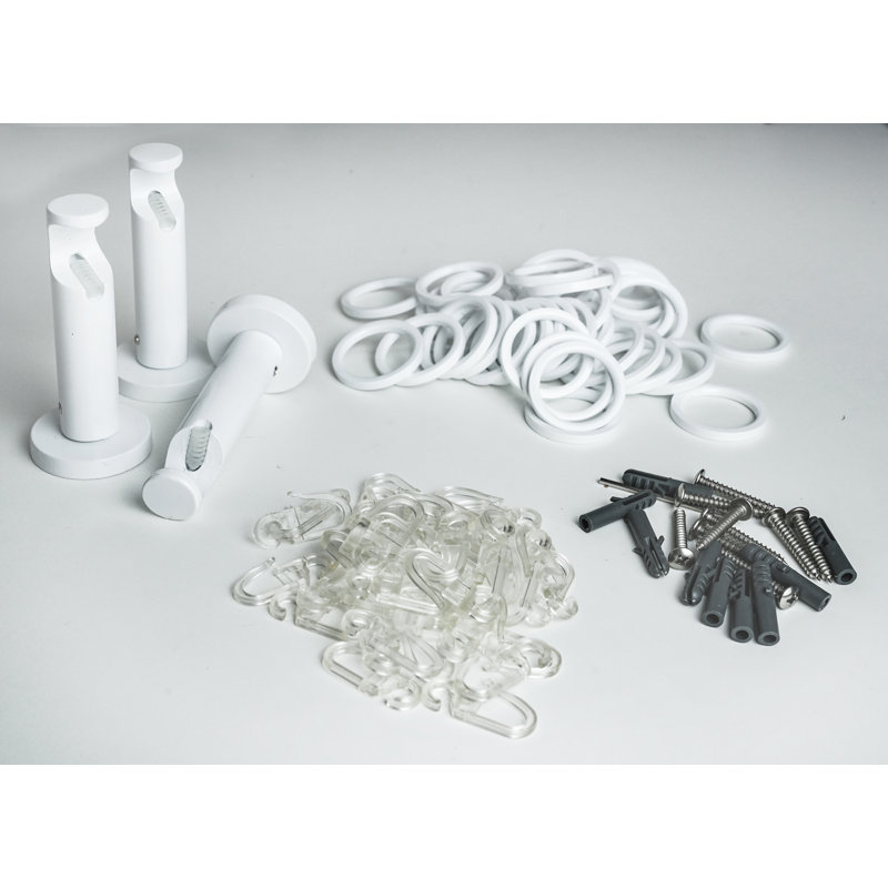Chalet Curtain Pole, White, 210 cm - 400 cm L x 1.9 cm W x 1.9 cm H