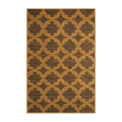 Machine Washable Trellis Brown Area Rug