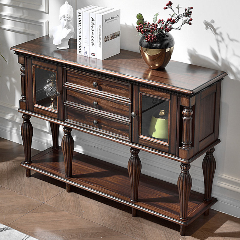 Console rétro en bois massif multifonctionnel