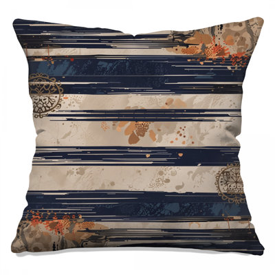Coussins décoratifs à rayures bleu marine et beige