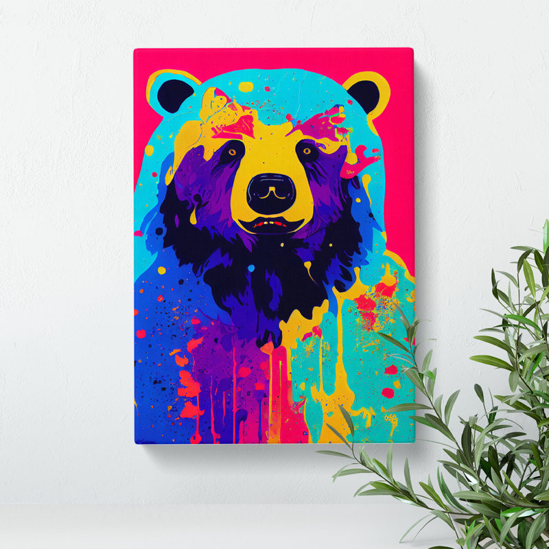 A Painted Bear No.7 Abstract - No Frame Print on Canvas, 50cm H x 35cm W x 3cm D