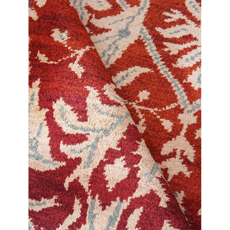 Red | Gold Wool Handmade Floral Indoor Area Rugs Hand Knotted Rectangle, Rectangle 9' x 12'