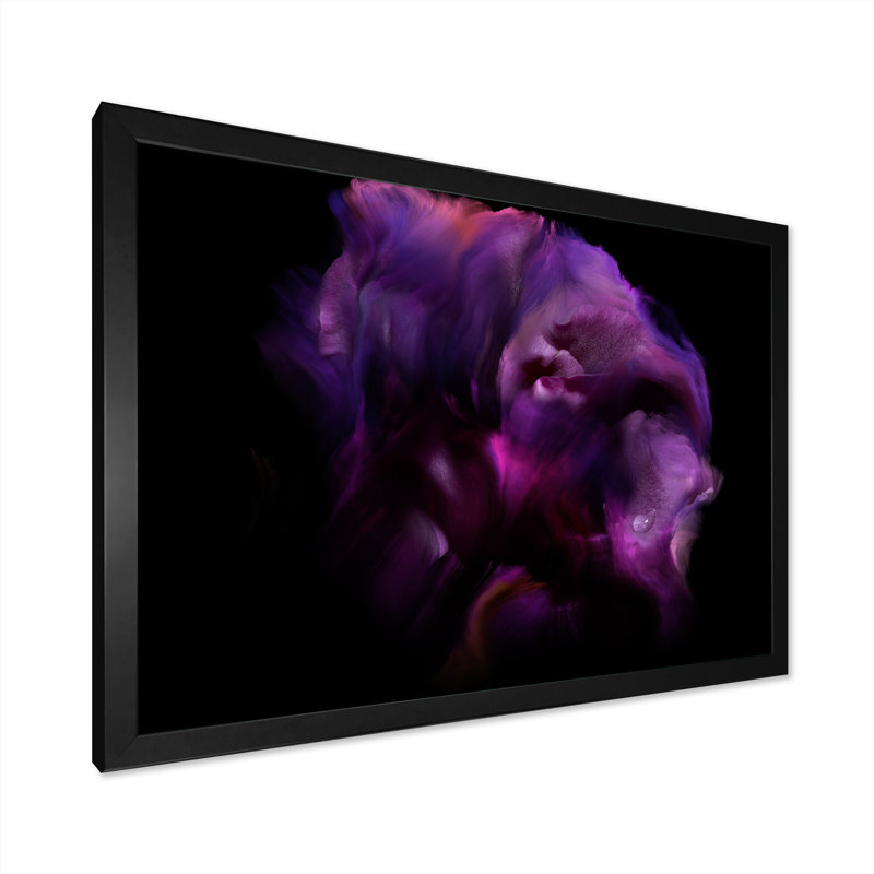 «Mauve foncé fleur fractale III», reproduction de cadre photo sur toile, Cadre photo noir, H 8 po x l 12 po x P 1 po