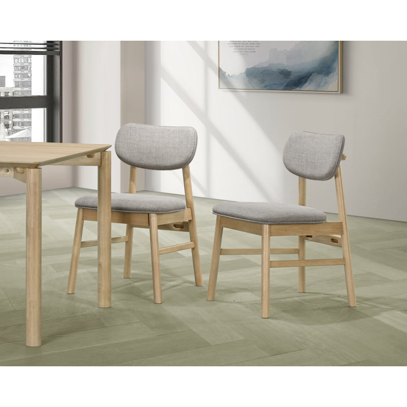 Willow Upholstered Solid Wood Dining Chair Side Chair (Set of 2), Oak