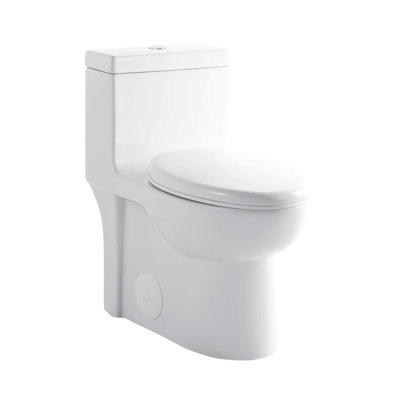 1.1/1.60 Gpf Dual-Flush One Piece Toilet,Button On The Tank Top, Water-Saving Elongated Comfort Height Floor Mounted, Soft Closing Seat,1000 Gram Map Flushing Score Toilet, Gloss White Gw-003
