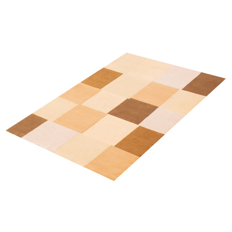 Tapis unique en laine beige / brun 3 pi 9 po x 5 pi 9 po New Age