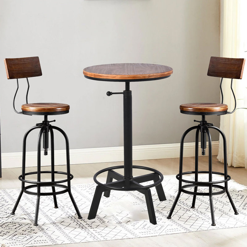 Jitendra 2 - Person Pine Solid Wood Top Pedestal Base Dining Set, 30.31"H x 21.25"L x 21.25"W
