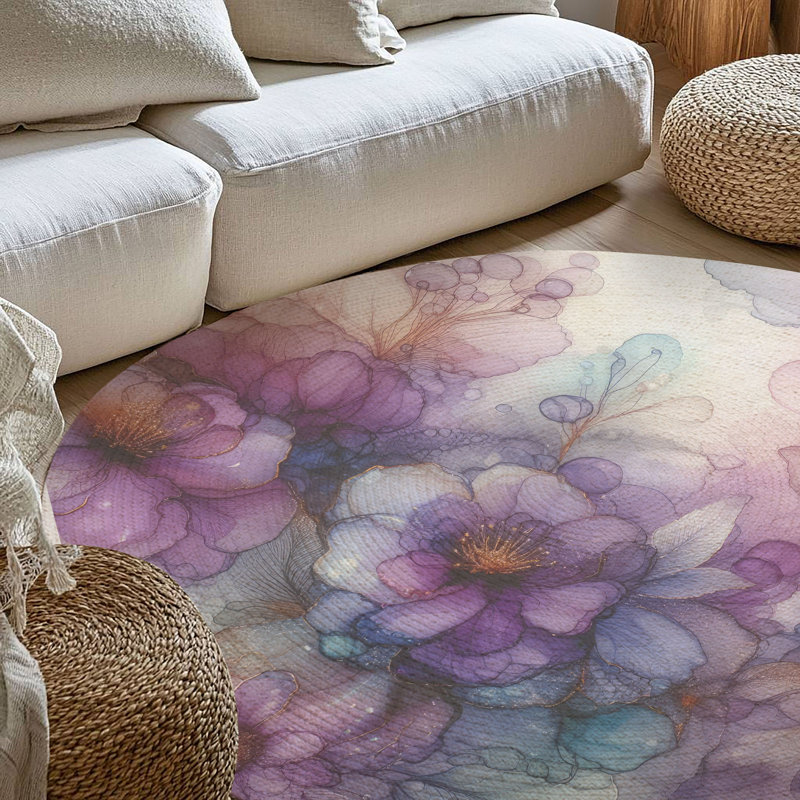 Tapis tressé Lilas Haze, Rond 5 pi