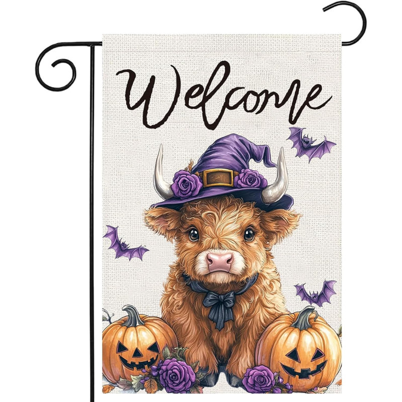 Drapeaux de jardin d'Halloween Highland 12x18