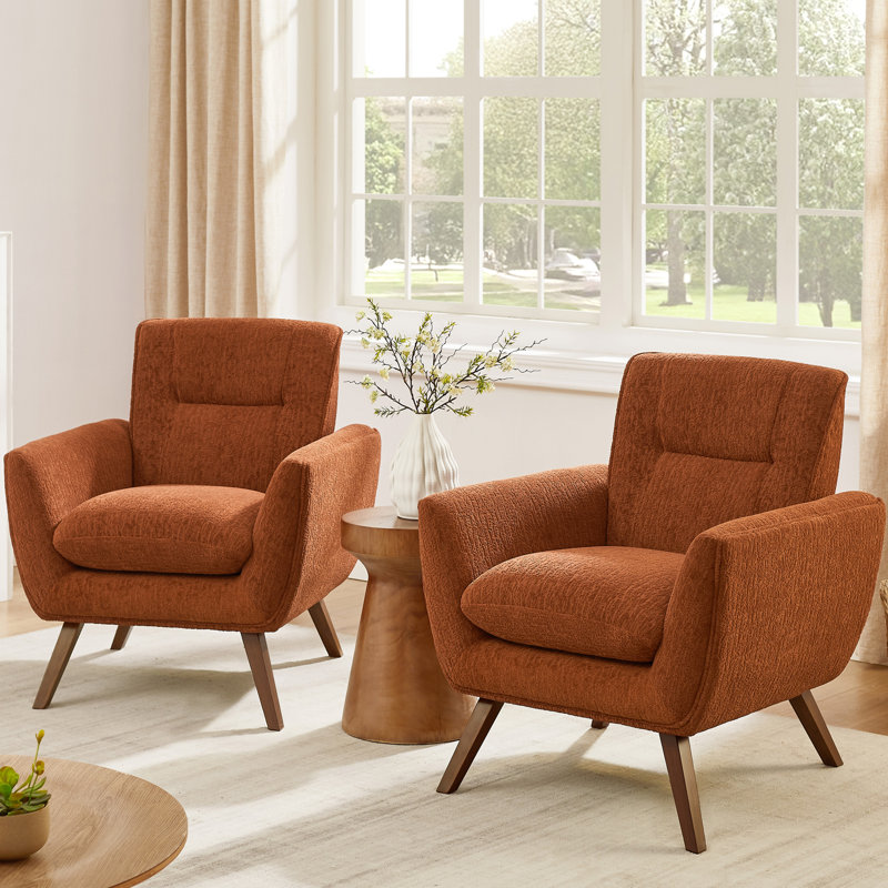 Robertia Tufted Upholstered Armchair, Orange Fabric