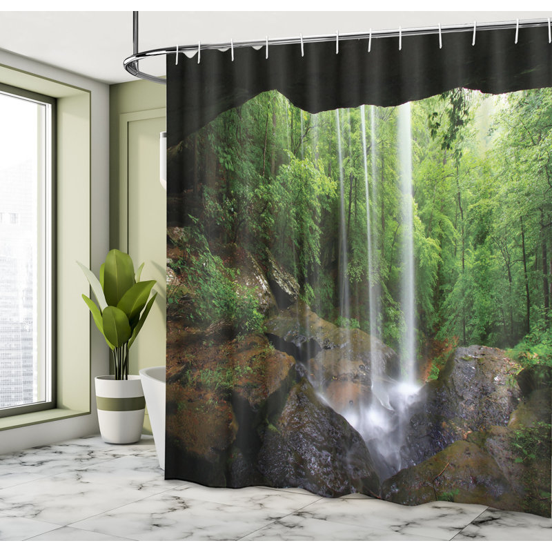 Ensemble de rideau de douche avec crochets natural cave, H 69 po x l 105 po