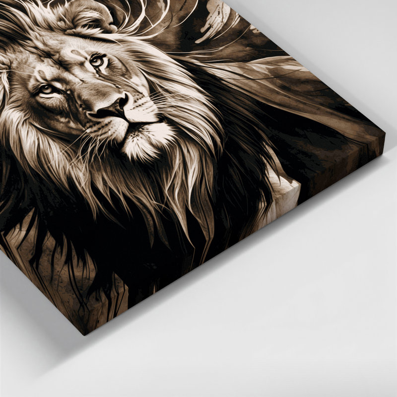 Big Cats Cape Lion Black Canvas Wall Art