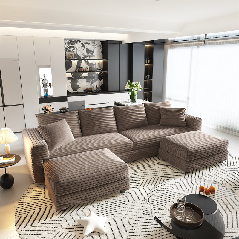 Canapé 102,4 po en velours côtelé 102,4 po, Chameau