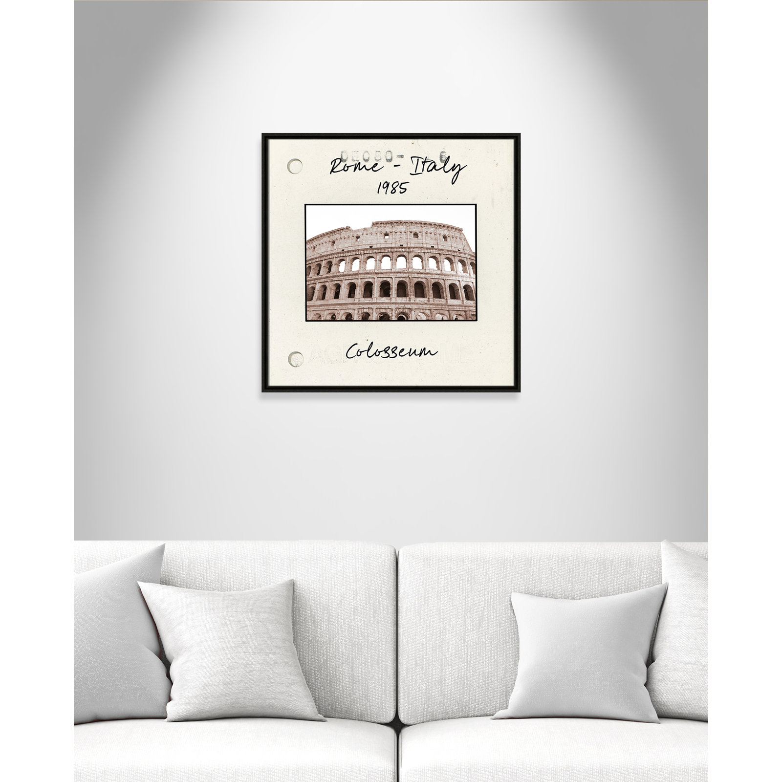 Travel Slide Collection "Rome, Italy - Colosseum" Print, Espresso Floater Framed Canvas, 25.5" H x 25.5" W x 2" D