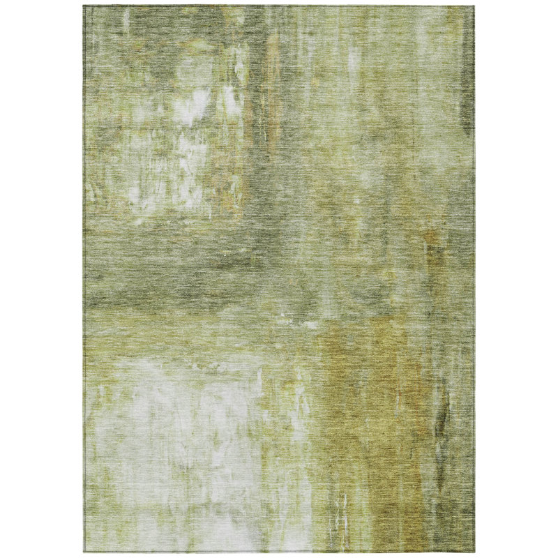 Tapis extérieur lavable abstrait ivoire et brun 3 pi x 5 pi sauge