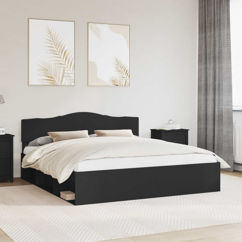 Solid Wood Bed, Black, Super King (6')