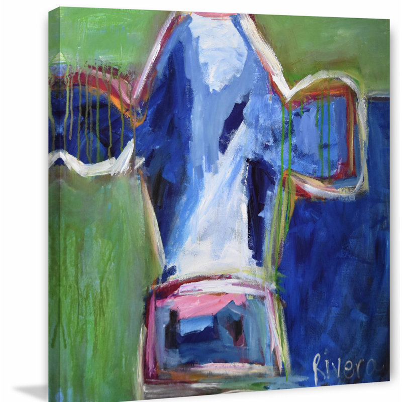 « sensation blue », reproduction d’art sur toile tendue encadrée, H 18 po x l 18 po x P 1,5 po