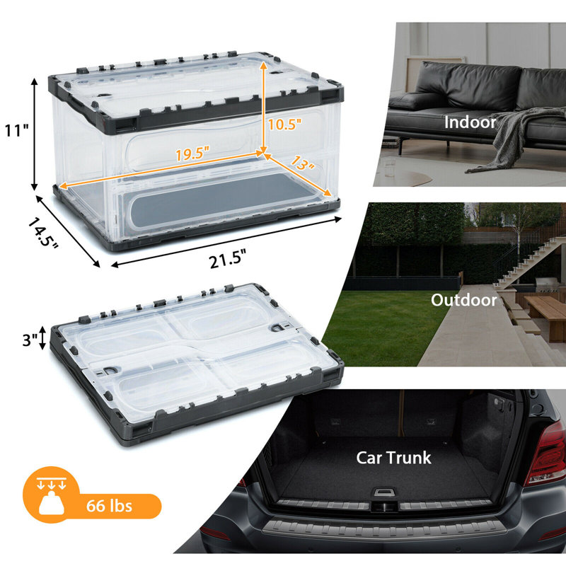 Ensemble de boîtes en plastique, H 11 po x l 21,5 po x P 14,5 po