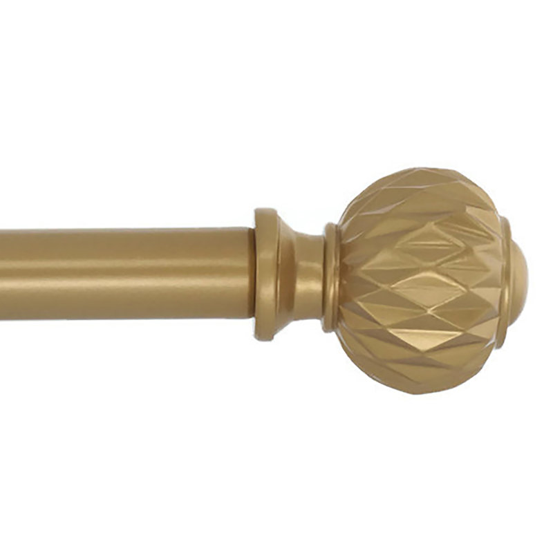 Kaniha Adjustable Single Curtain Rod, 28" - 48", Royal Gold