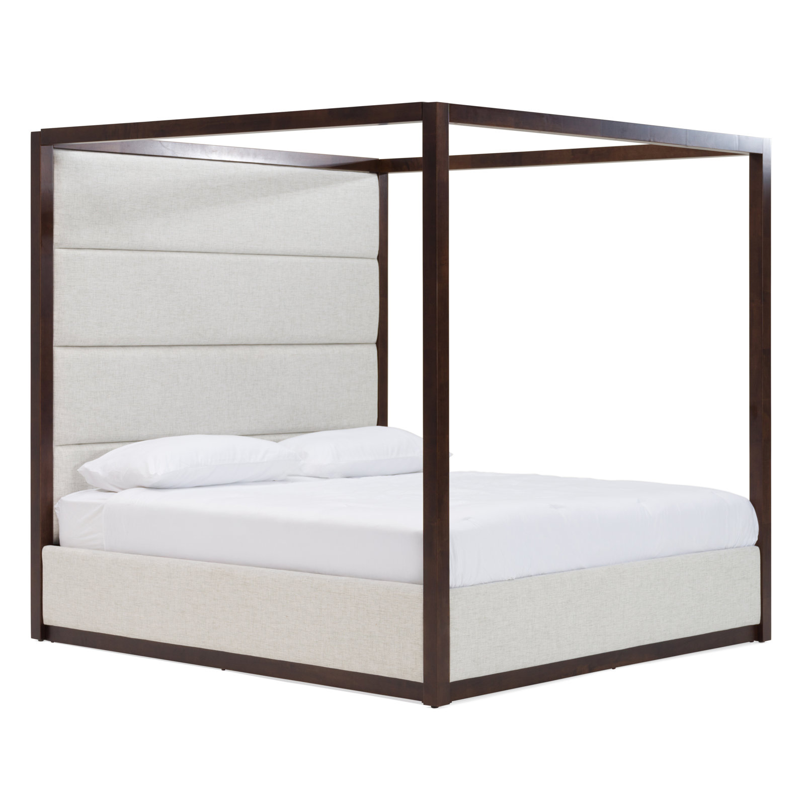 Langley Tufted Canopy Bed, Queen, Cherry/Light Gray
