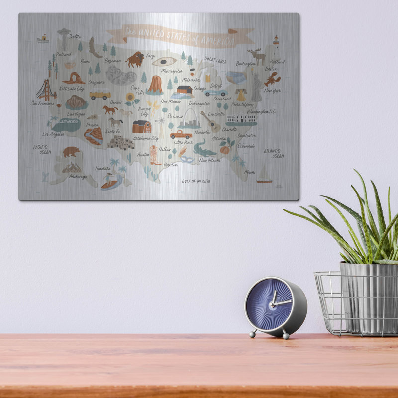 «Around The World 2» par Laura Marshall, art mural en métal, H 12 po x l 16 po