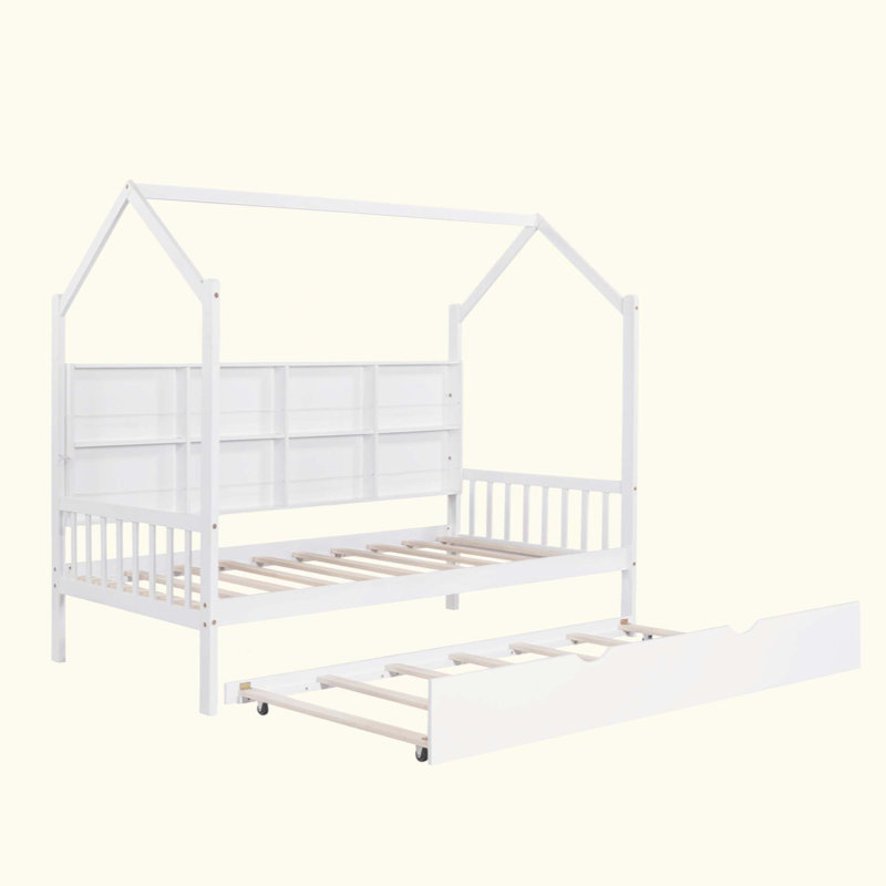 Lit en bois avec couchette, lit pour enfant avec tablette, Lit simple