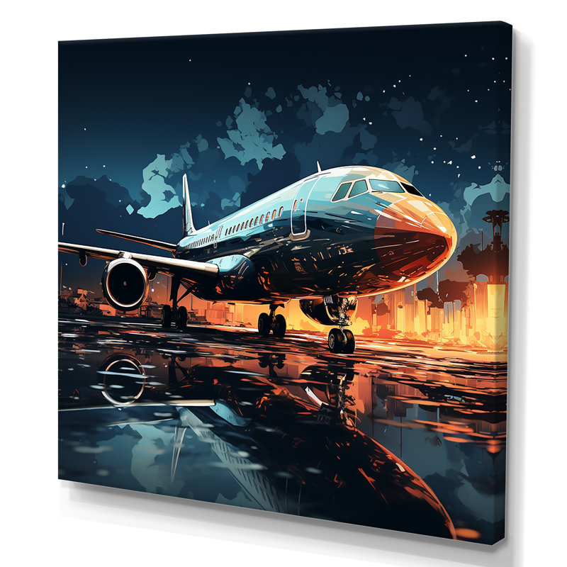 Avions, derniers chèques, piste II, sur toile, Toile tendue, H 24 po x l 24 po