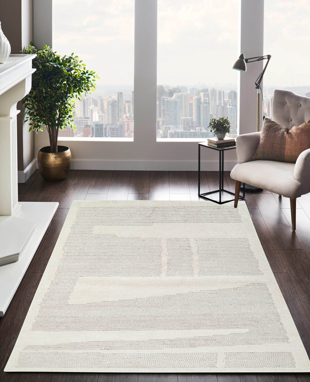 Craton Hand Tufted Wool Ivory Rug, Rectangle 2' x 3'