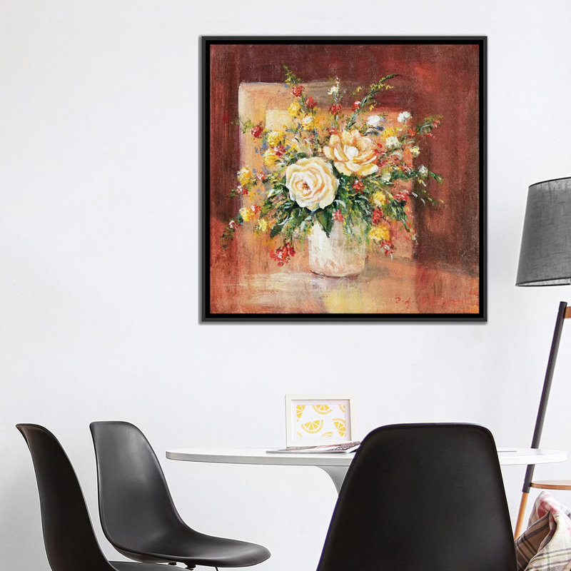 «Flores Espanol Ll», reproduction sur toile, H 18 po x l 18 po x P 1,5 po, Toile encadrée noire, Pas de tapis