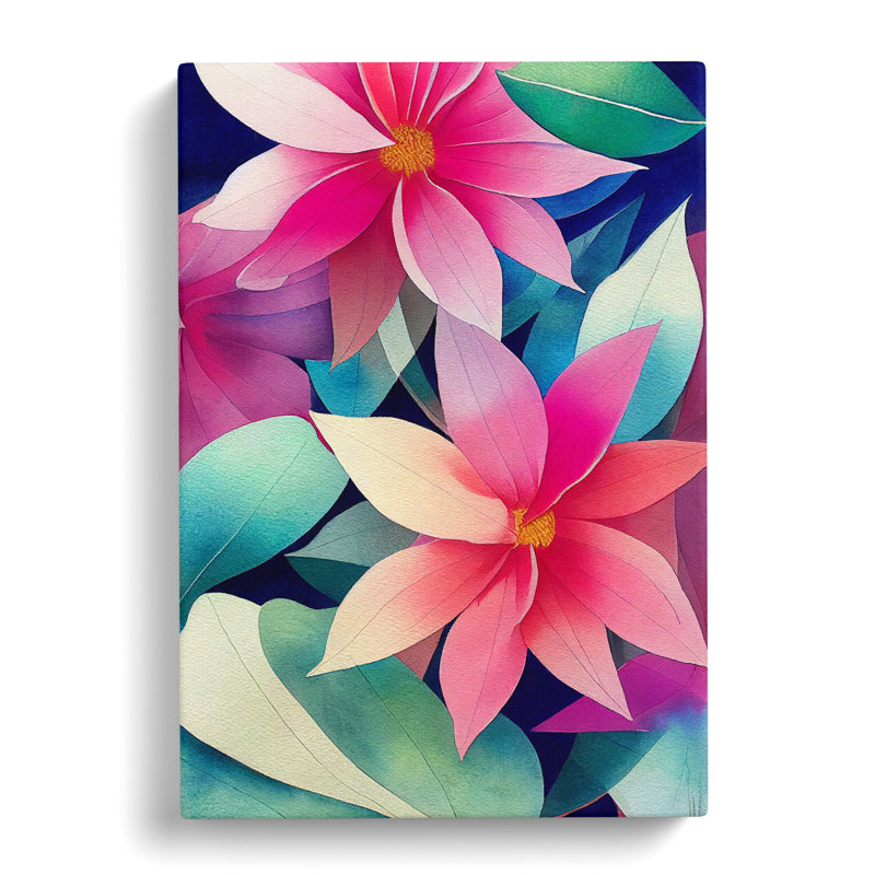 XV1022-4263X Stunning Watercolour Flowers No.5 - Print, Wrapped Canvas, No Matte, 76cm H x 50cm W