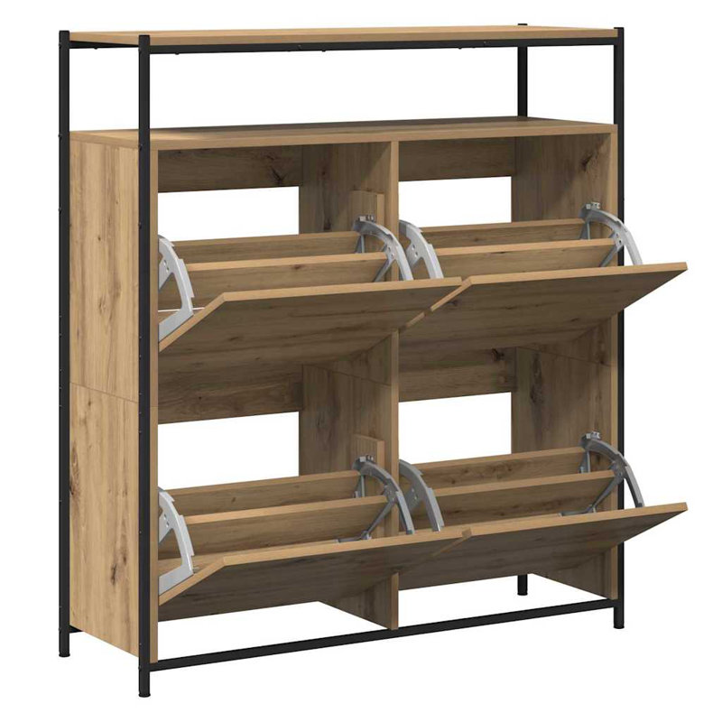 Shoe Cabinet 100 X 34 X 112 Cm Engineered Wood, Artisan Oak