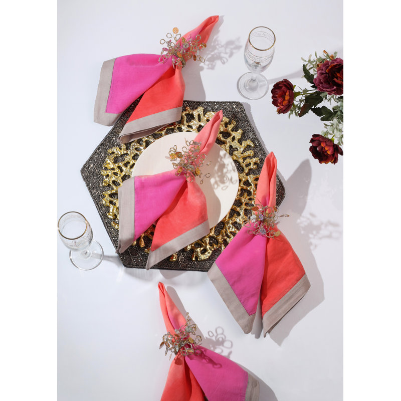 Tropical Sunrise Tie-Dye Napkin Set, Pink/Red