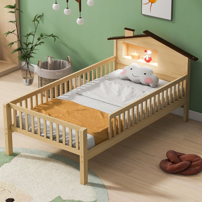 Wood Platform Bed With Led Light