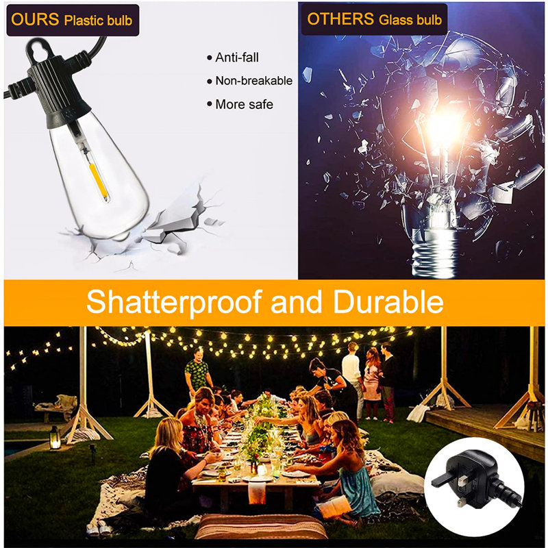 Andrew-James 15M 27 - Bulb Standard String Light (End to End Connectable)