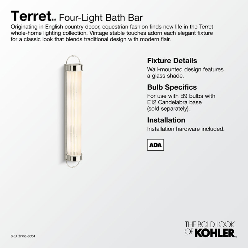 Terret 31.5" 4 - Light Bath Bar, Polished Chrome
