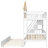 Twin Size Wooden House Roof Bunk Bed with Window Door and Roof,Storage Staircase and Trundle,White+Natural-169472727