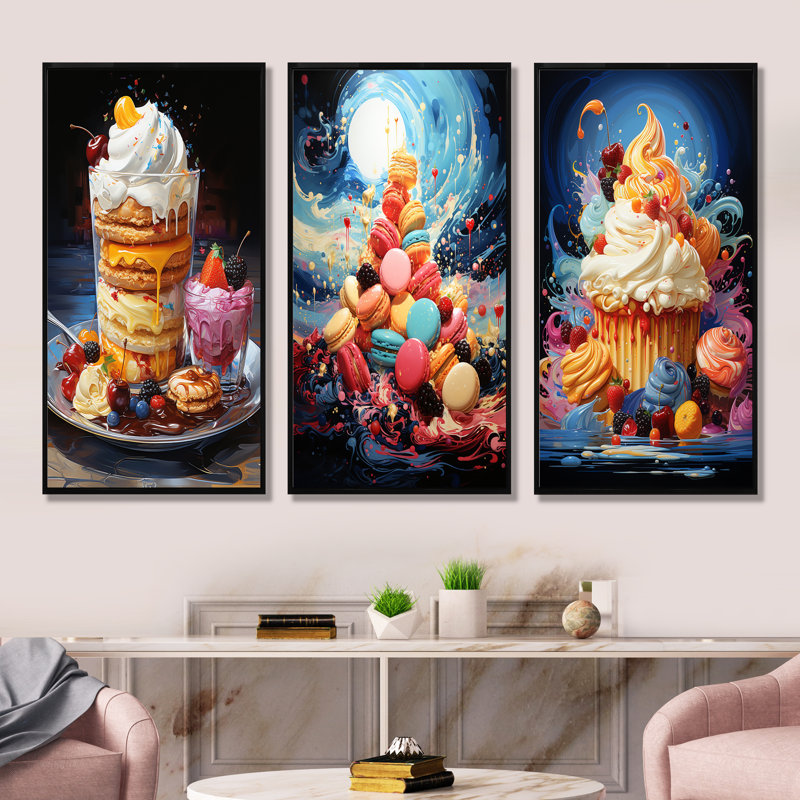 Popart Joyful Dessert Dream, Cadre flottant noir, H 40 po x l 60 po