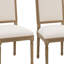 Ensemble de deux chaises d'appoint en lin beige et noyer