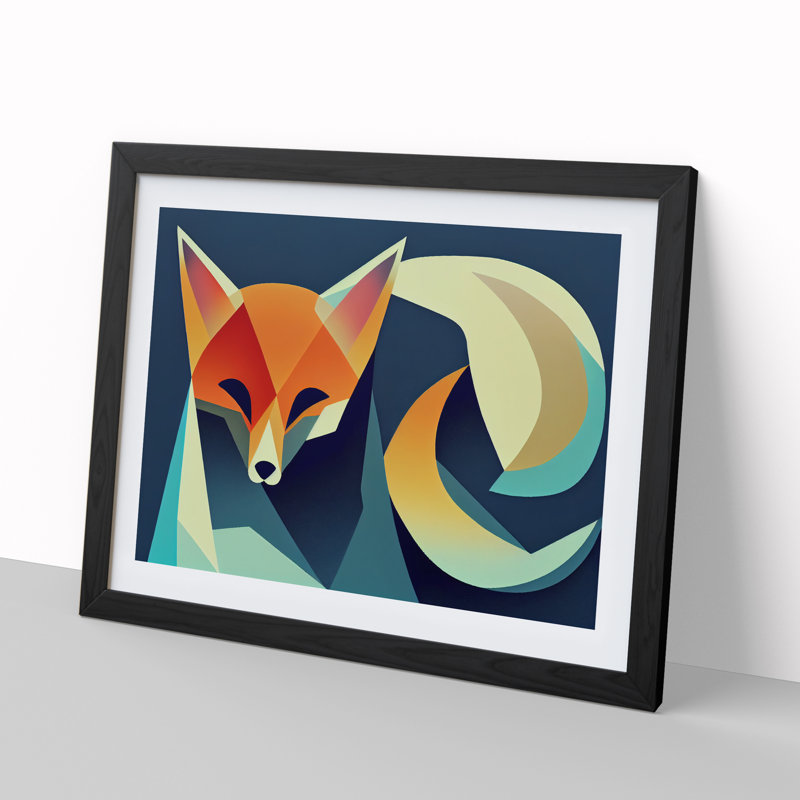 XH1022-9432X Unimaginable Abstract Fox - Single Picture Frame Print, Black, 46cm H x 64cm W x 2cm D