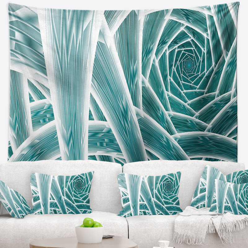 Tapisserie abstraite bleue, H 78 po x l 92 po