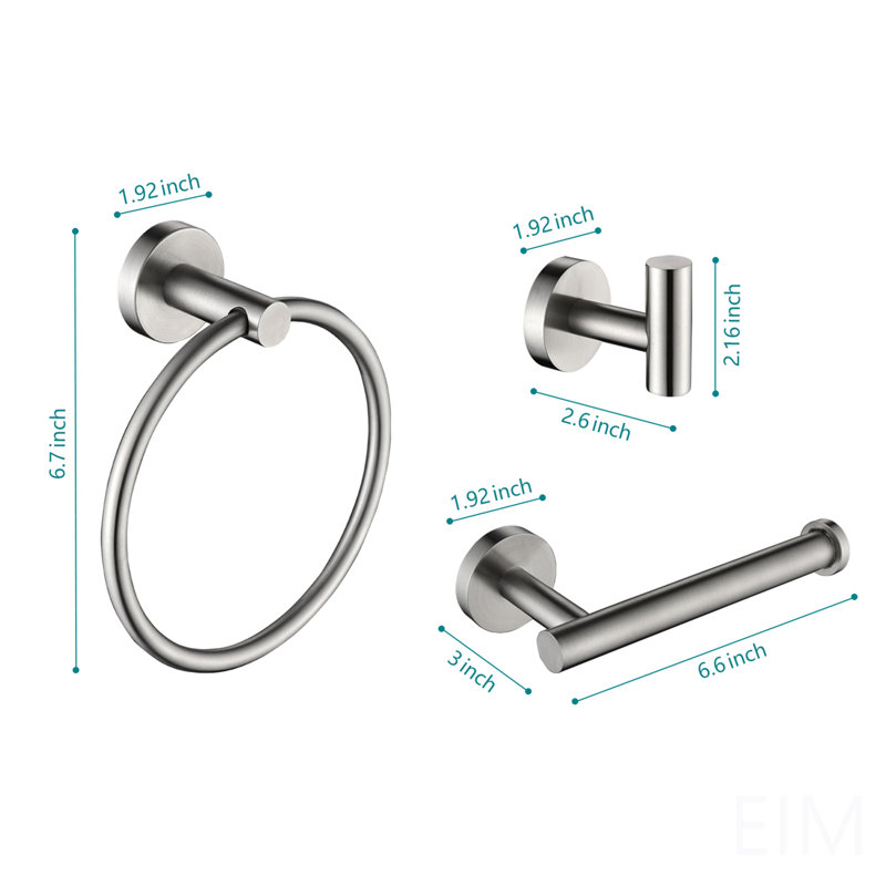 3 - Piece Bathroom Hardware Set, Brushed Nickel